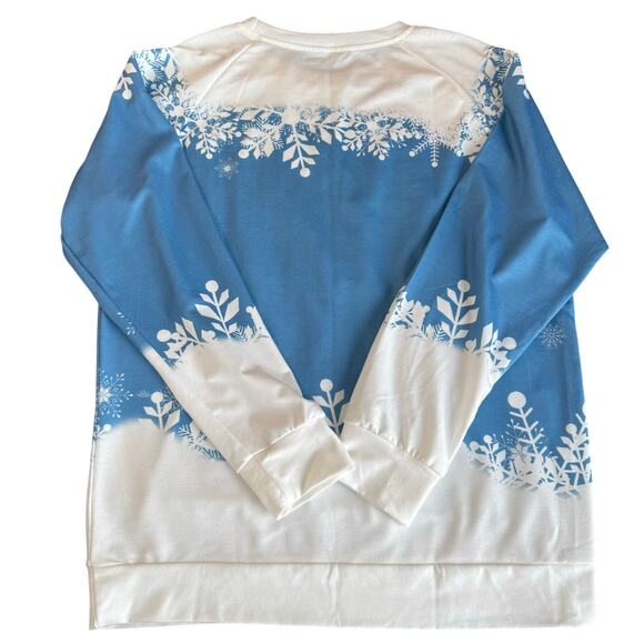 Winter Snowflake Graphic Sweatshirt Women’s Large 100% Polyester - Picture 2 of 7